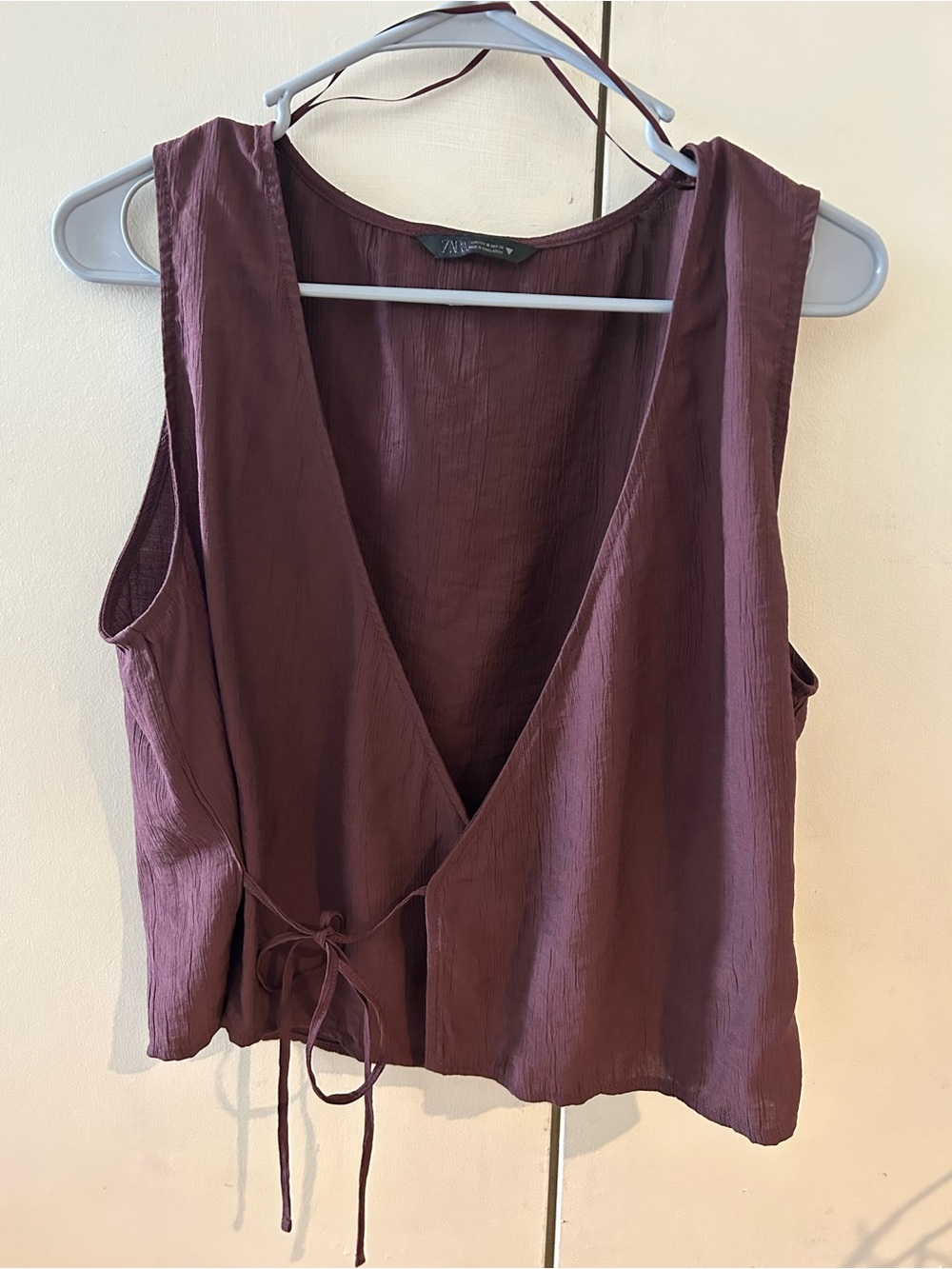 Zara Plum Wrap-Front Sleeveless Tank